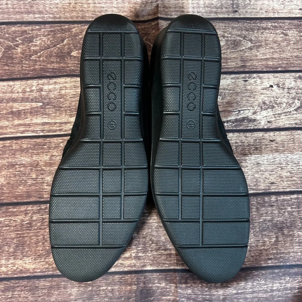 ECCO Felicia Black Nubuck Perforated Leather Slip On Wedge Loafers Shoes EU 41